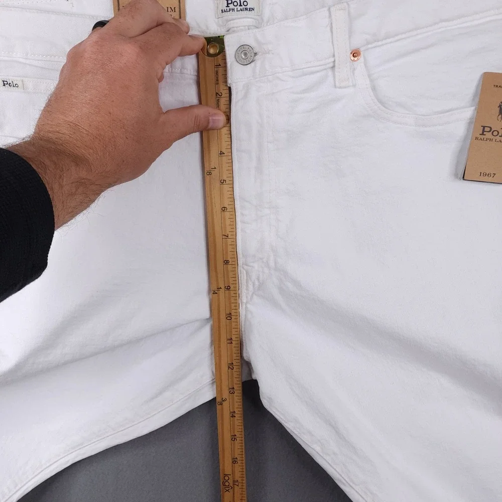 Polo Ralph Lauren Varick Slim Straight White Garment Dyed Stretch Jean Men 40x32